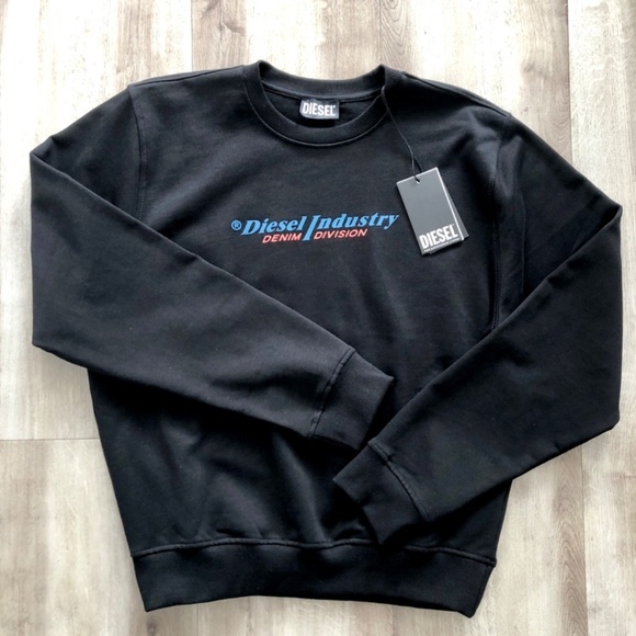 Diesel S-Ginn New Industries Logo Mens Crew Neck Sweatshirt Pullover M Black New - Picture 4 of 13